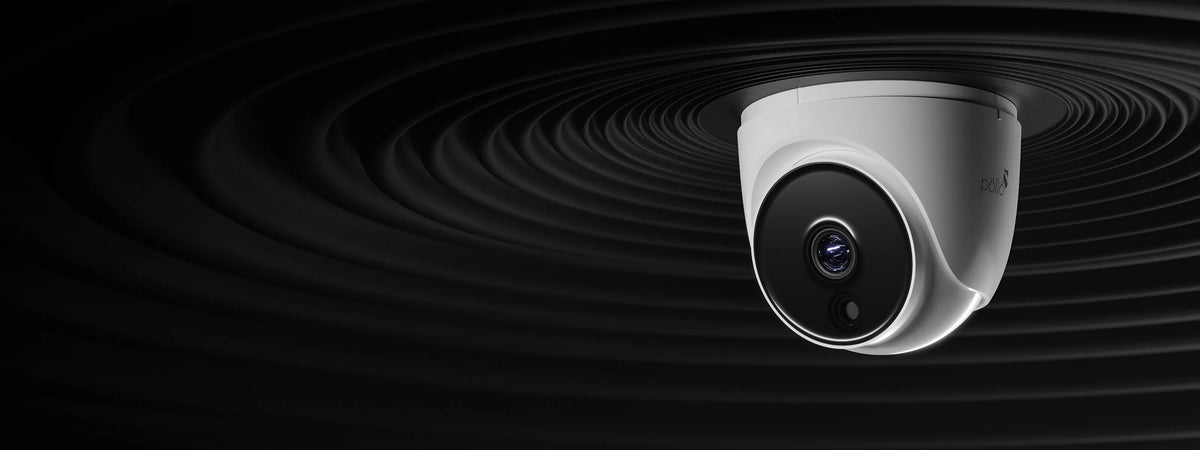 Pollo PLC-332P-IR2/PM 2 Megapixel IR FHD Dome Camera — turret dome camera against a dark rippled background