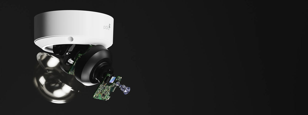Pollo PLC-432M-AUK-IR3/PM 2 Megapixel Network Vandal Proof Dome Camera — vandal dome camera exploded to show its lens module
