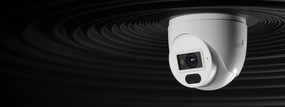 Pollo PLC-432P-AU-IR3/PM 2 Megapixel Network Dome Camera — turret dome camera shown against a dark rippled background