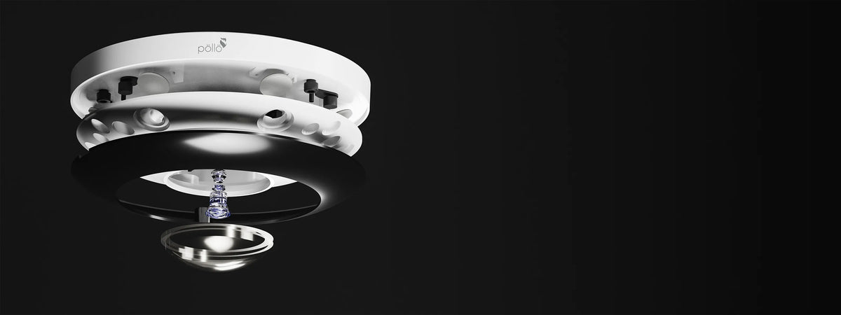 Pollo PLC-486M-AU-IR3/PM 6 Megapixel Fisheye Network Camera — multi-sensor dome camera exploded to show its optics