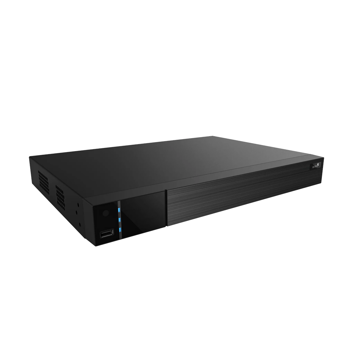 Pollo PLC-5816H2/PM-4K 8 Megapixel 16 Channel 4K NVR with 2 HDD Slots, angled front view