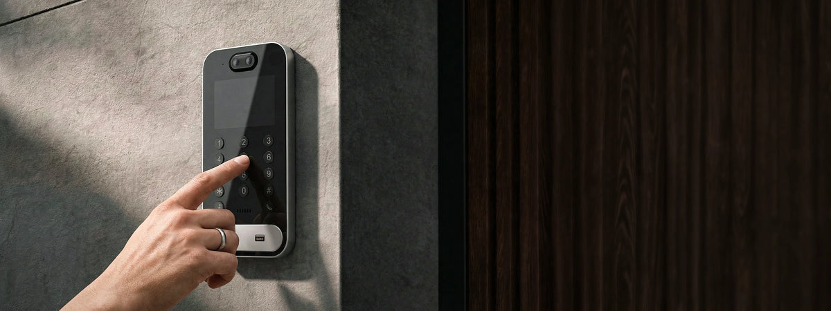 Pollo PLC-VD2200/PM SecurePad - Outdoor Video Access Control Terminal — outdoor access terminal being used with its keypad