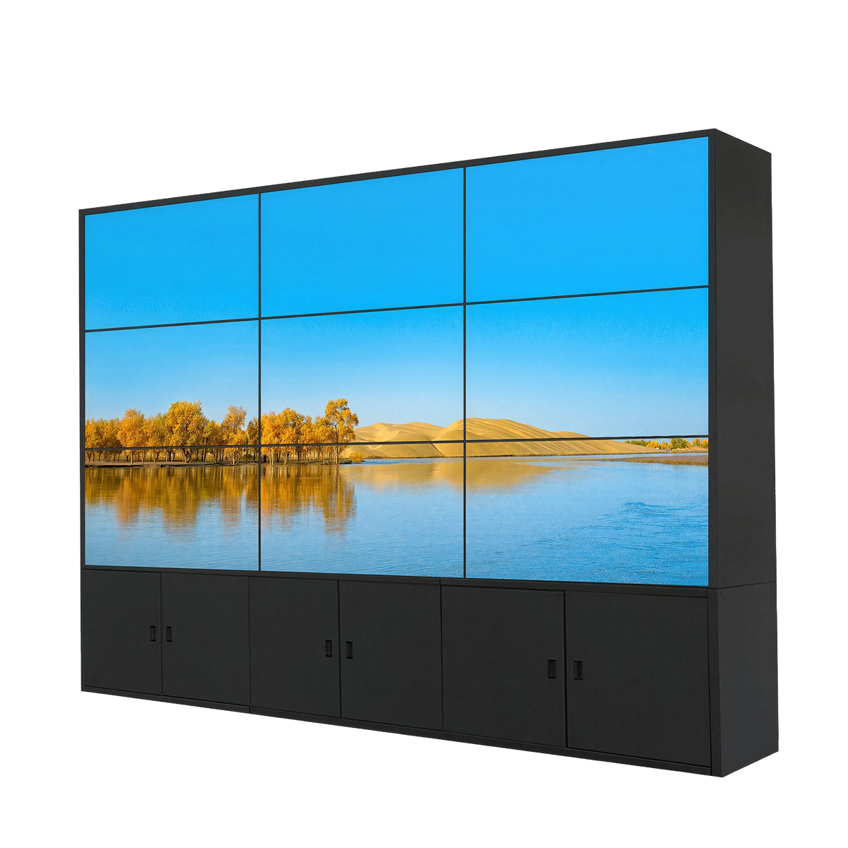 Pollo PLD-55PJ088P-LED-B 55-inch FHD LED-DID Splicing Video Wall 0.88mm Bezel, angled front view