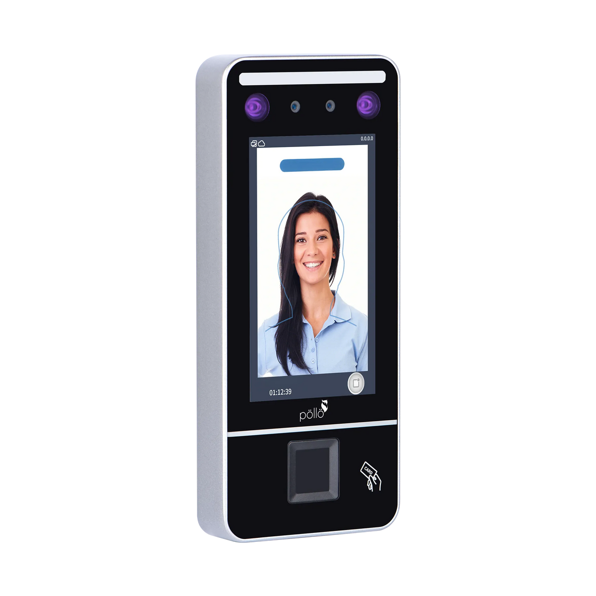 Pollo PLF-10K-VLP Face Smart - Visible Light Indoor Facial & Palm Recognition, shown at an angle