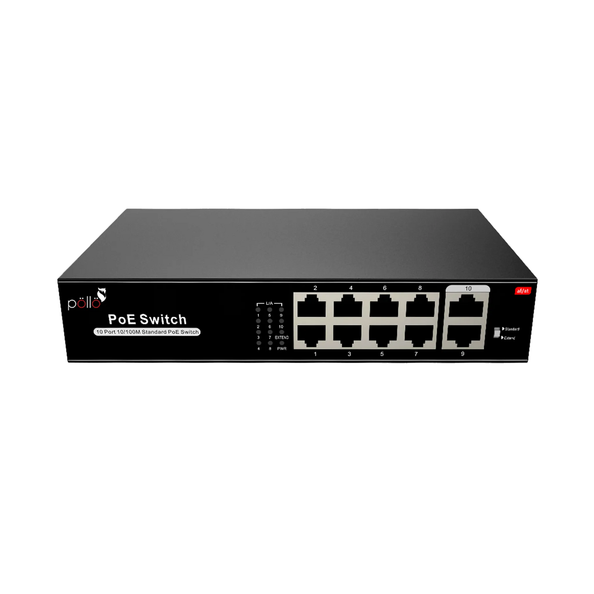 Pollo PLN-1108MB 10-Port Megabit PoE Network Switch, front view