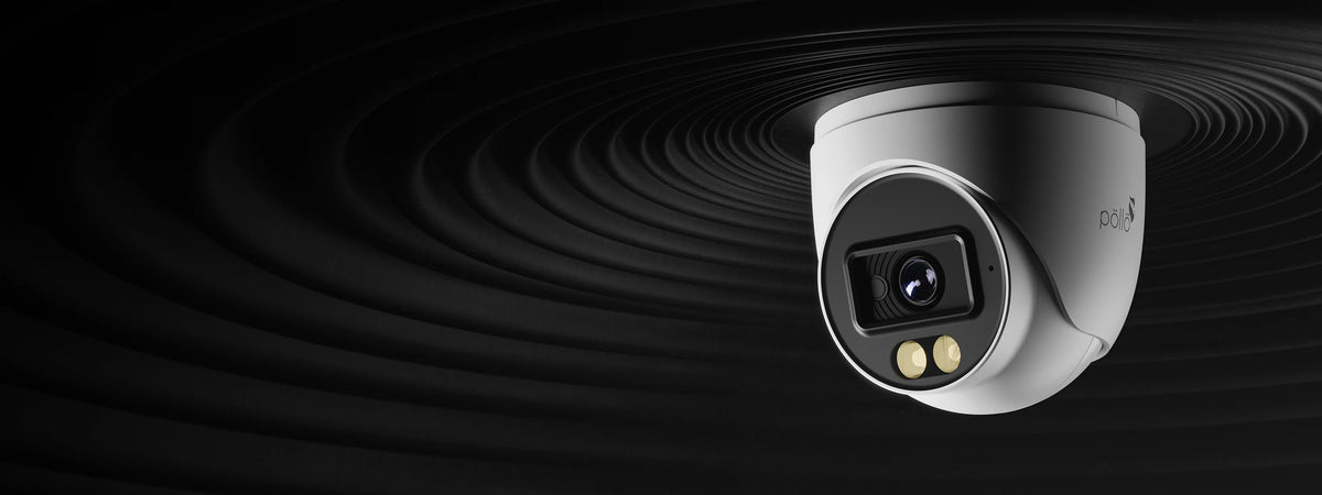 Pollo PLC-335P-AU-WR3/PM 5 Megapixel Full Color FHD Dome Camera — turret dome camera with dual-light LEDs against a dark background