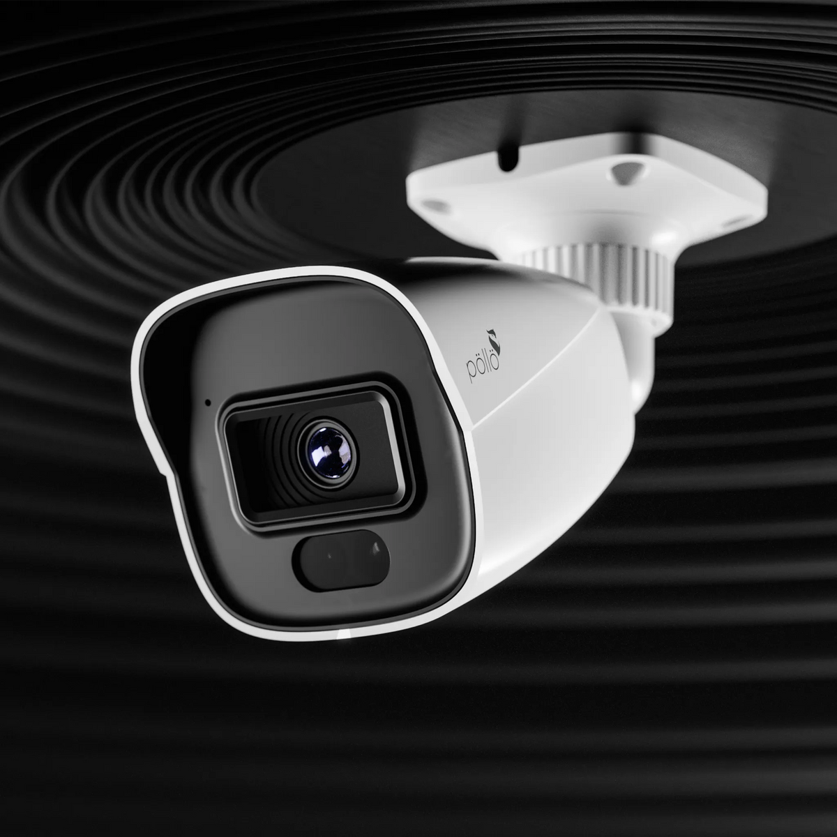 Pollo PLC-424M-AU-PV3/PM 4 Megapixel Night Fighter AI Network Bullet Camera, shown at an angle against a dark background
