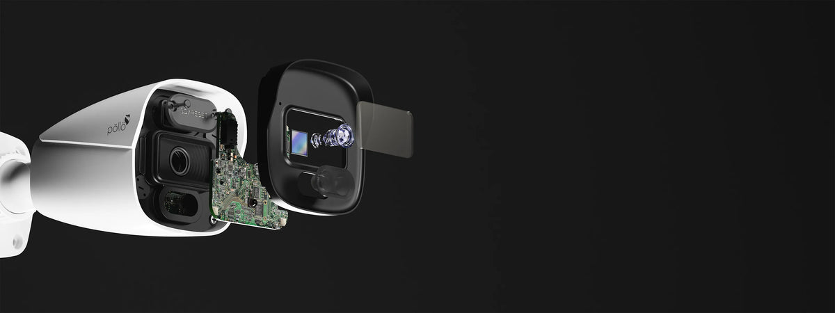 Pollo PLC-424M-AU-PV3/PM 4 Megapixel Night Fighter AI Network Bullet Camera — bullet camera exploded to show its lens module