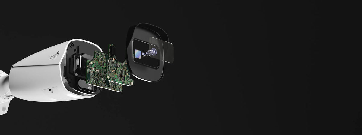 Pollo PLC-425M-AI-MZ-IR5/PM 5 Megapixel AI Network Bullet Motorized Camera — bullet camera exploded to show its lens module