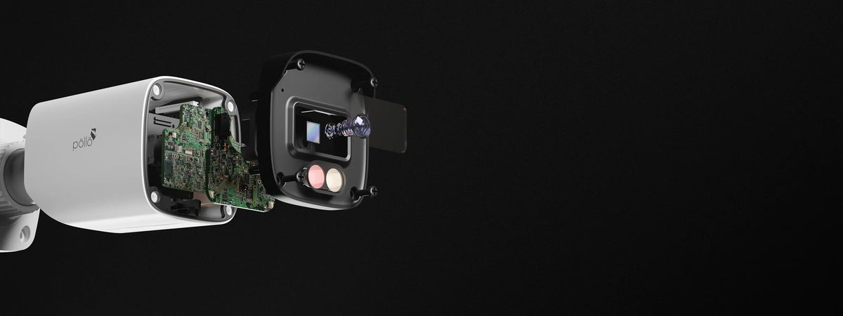 Pollo PLC-426M-AU-DL3/PM 6 Megapixel Dual-Light Network Bullet Camera — bullet camera exploded to show its dual-light module