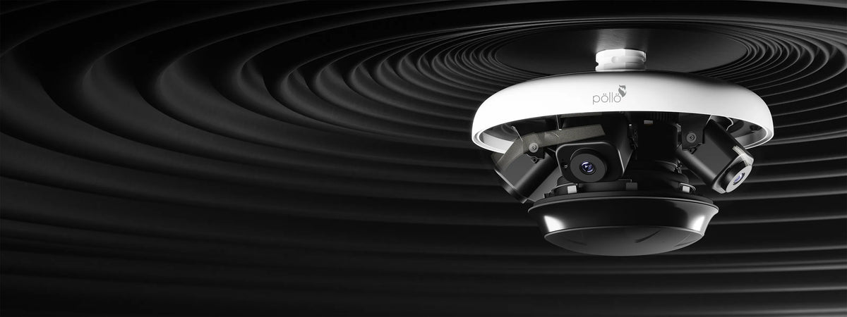 Pollo PLC-488M-AI-PN-IR3/PM 8 Megapixel Quad-Directional Panoramic Network Camera — multi-sensor panoramic dome shown ceiling-mounted