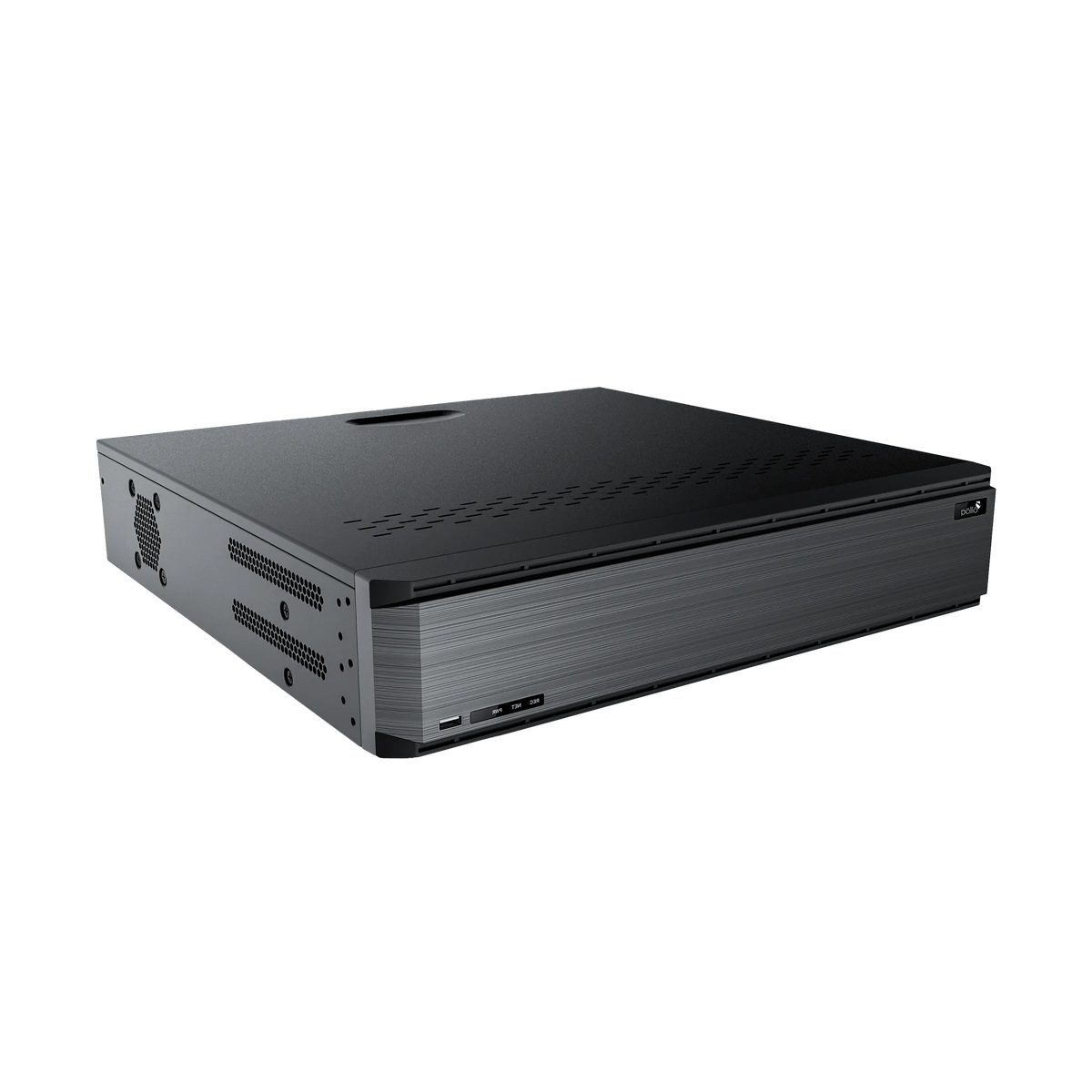Pollo PLC-51632H8/PM-8K 16 Megapixel 32 Channel 8K NVR with 8 HDD Slots, shown at an angle