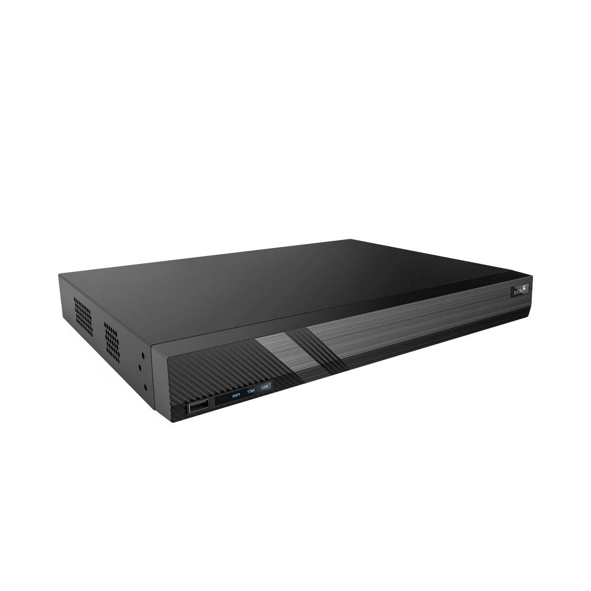 Pollo PLC-5816H1/PM-4K 8 Megapixel 16 Channel 4K NVR with 1 HDD Slot, angled front view