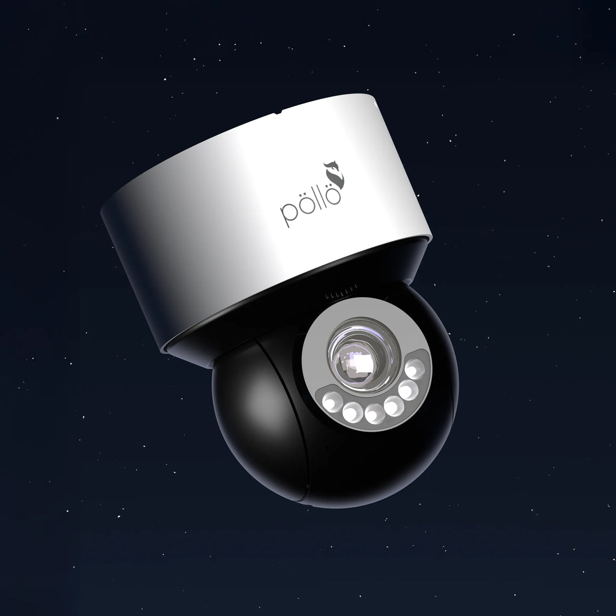 Pollo PLC-944-AD-DL5PM 4 Megapixel 4x Mini PTZ Camera, shown at an angle against a dark background 