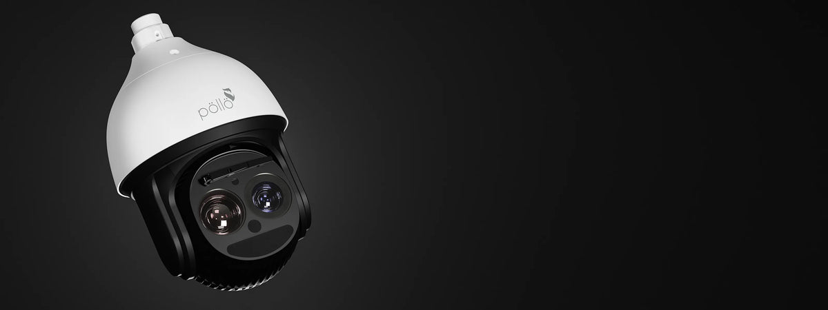 Pollo PLC-9445-AI-IR80/PM 4 Megapixel 45x AI PTZ Camera (800m IR) — dual-lens PTZ camera on a dark background