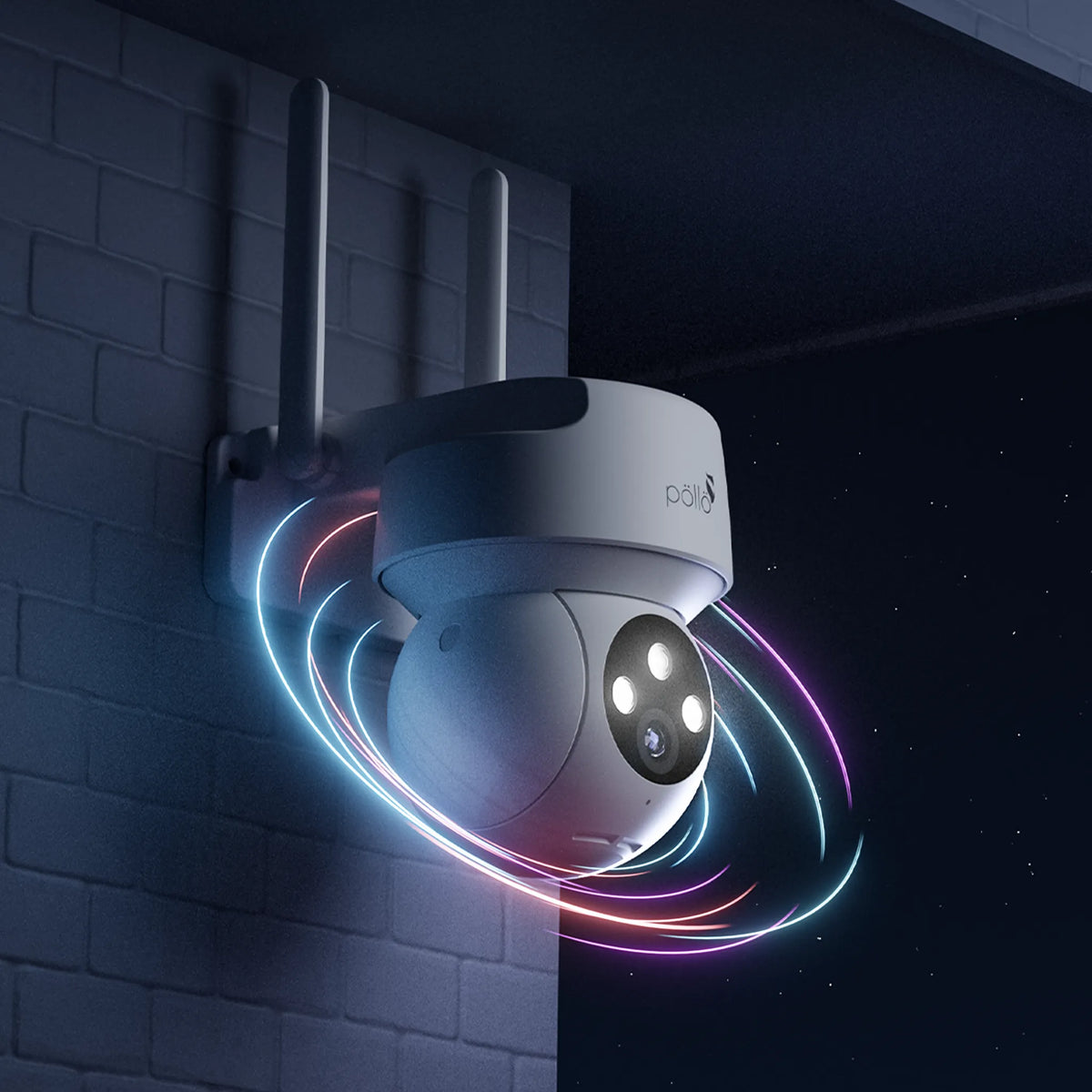 Pollo PLC-HS303-T Guardian Apex 360° - 3MP Smart WiFi Outdoor PT Camera, showing its pan and tilt rotation