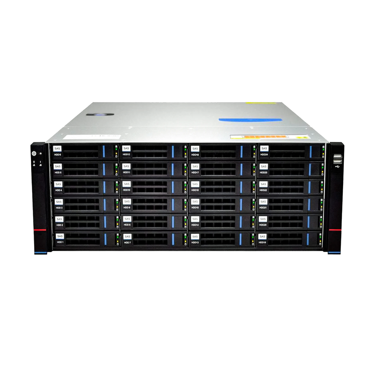 Pollo PLC-MS624E-E 24-SATA Management and Storage Server, rack-mounted front view