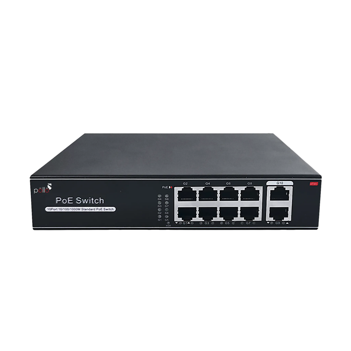 Pollo PLN-1108GB 10-Port Gigabit PoE Network Switch, front view